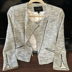 Banana republic, white, and black jacket w/zippers